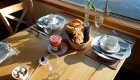 breakfast served onboard barge in France