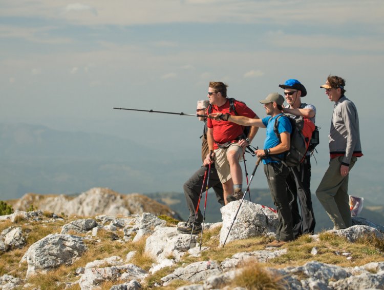 group hiking in albania